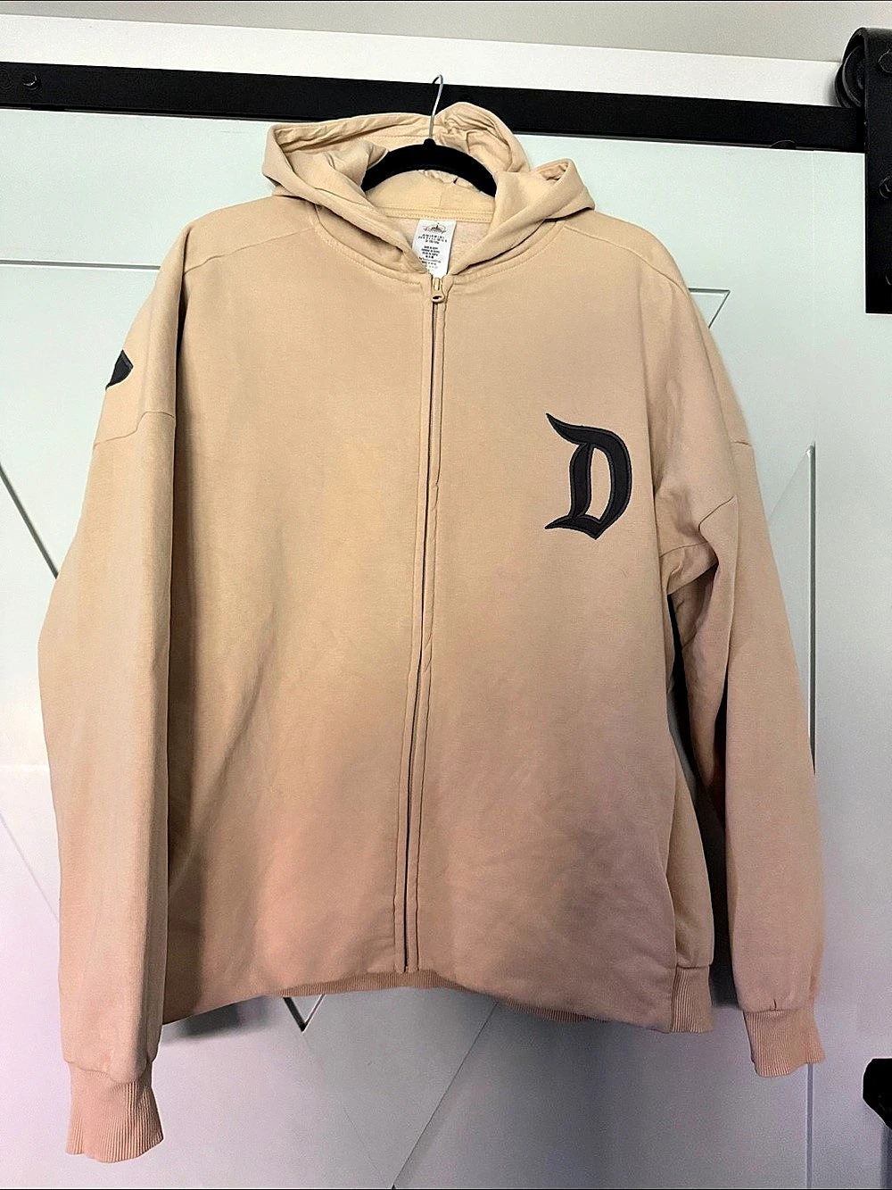 Disney Disneyland Logo Zip Hoodie for Adults Beige & Black Large